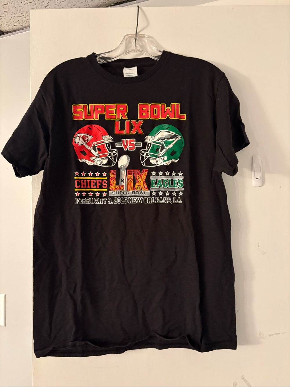 Super Bowl LIX Chiefs vs Eagles Black Graphic T‑Shirt